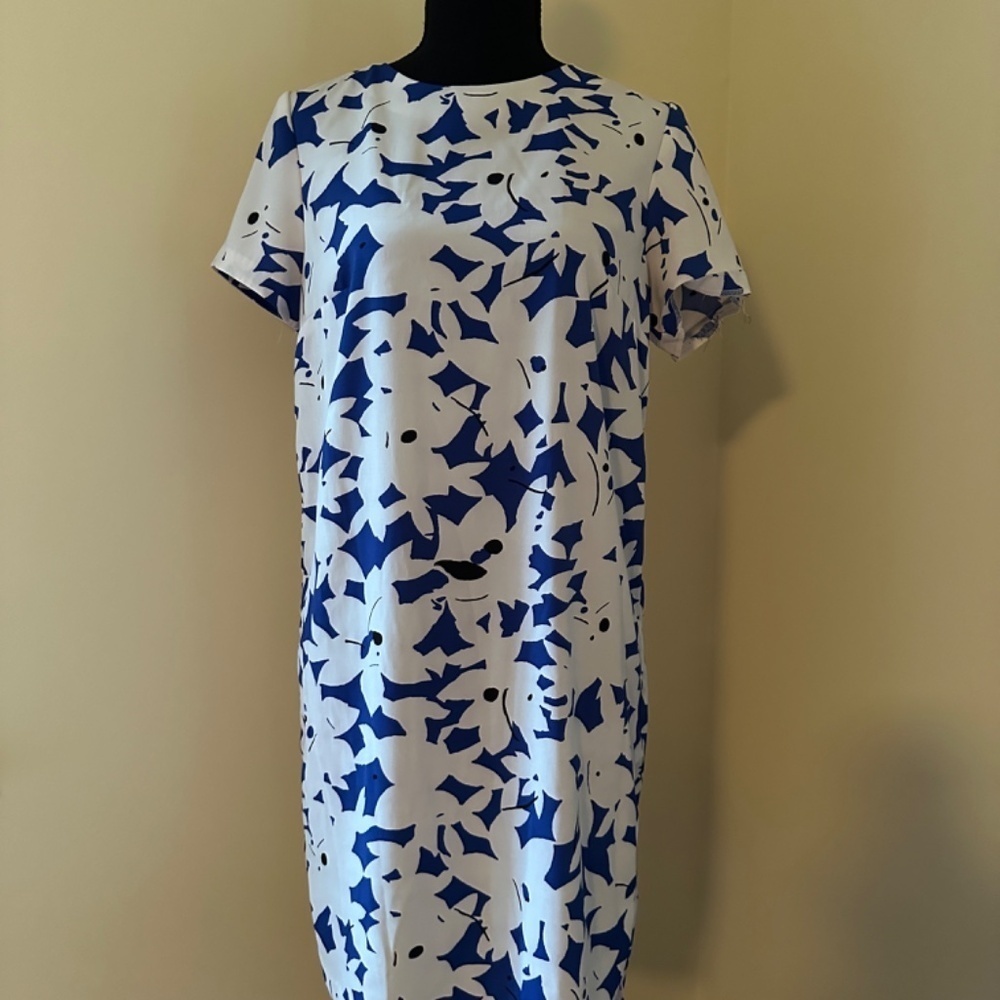 *H&M* Blue x White Short Sleeve Dress Size 10